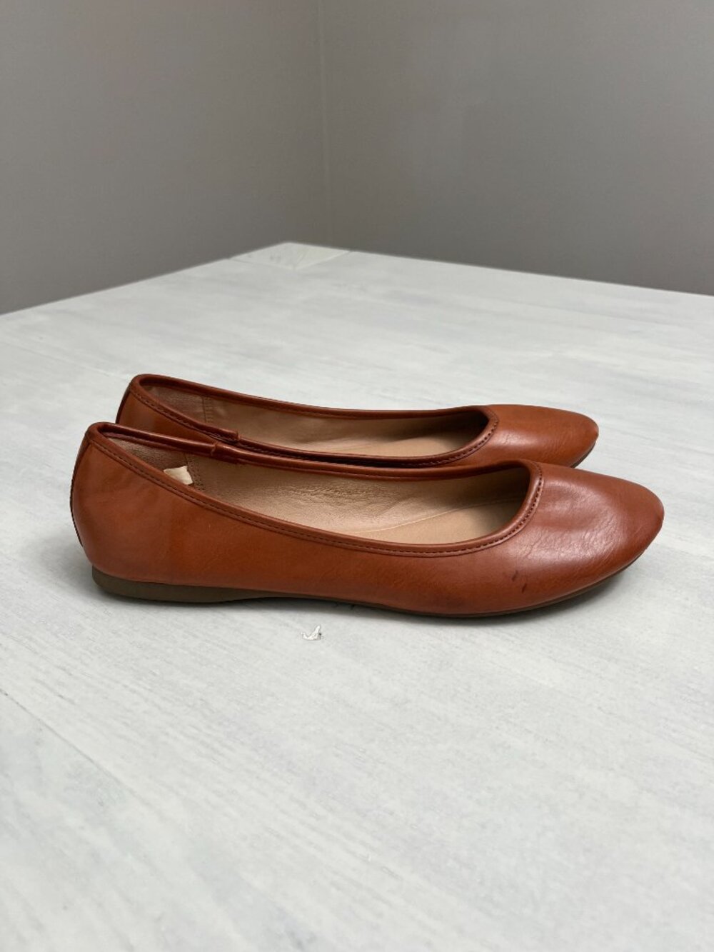 Universal Thread Faux-Leather Ballet Flats in Cognac Brown